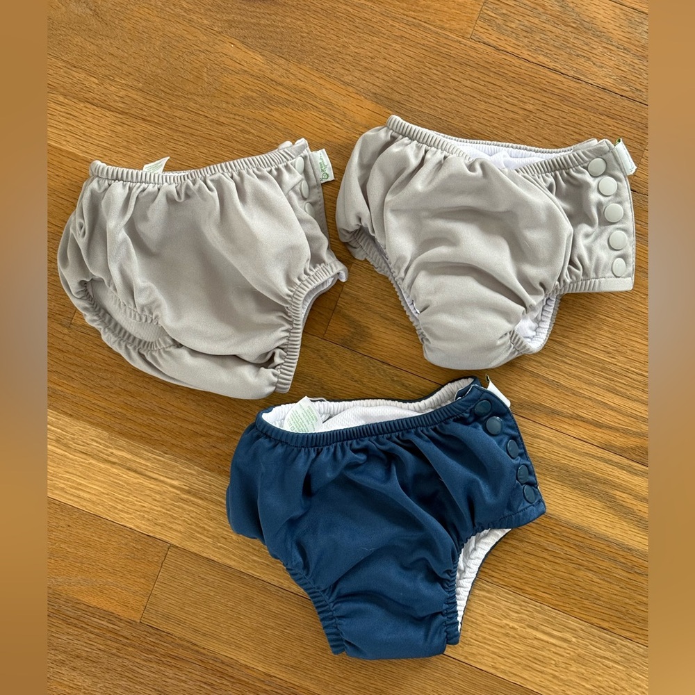 Lot 3T Green Sprout Swim Diapers with snaps